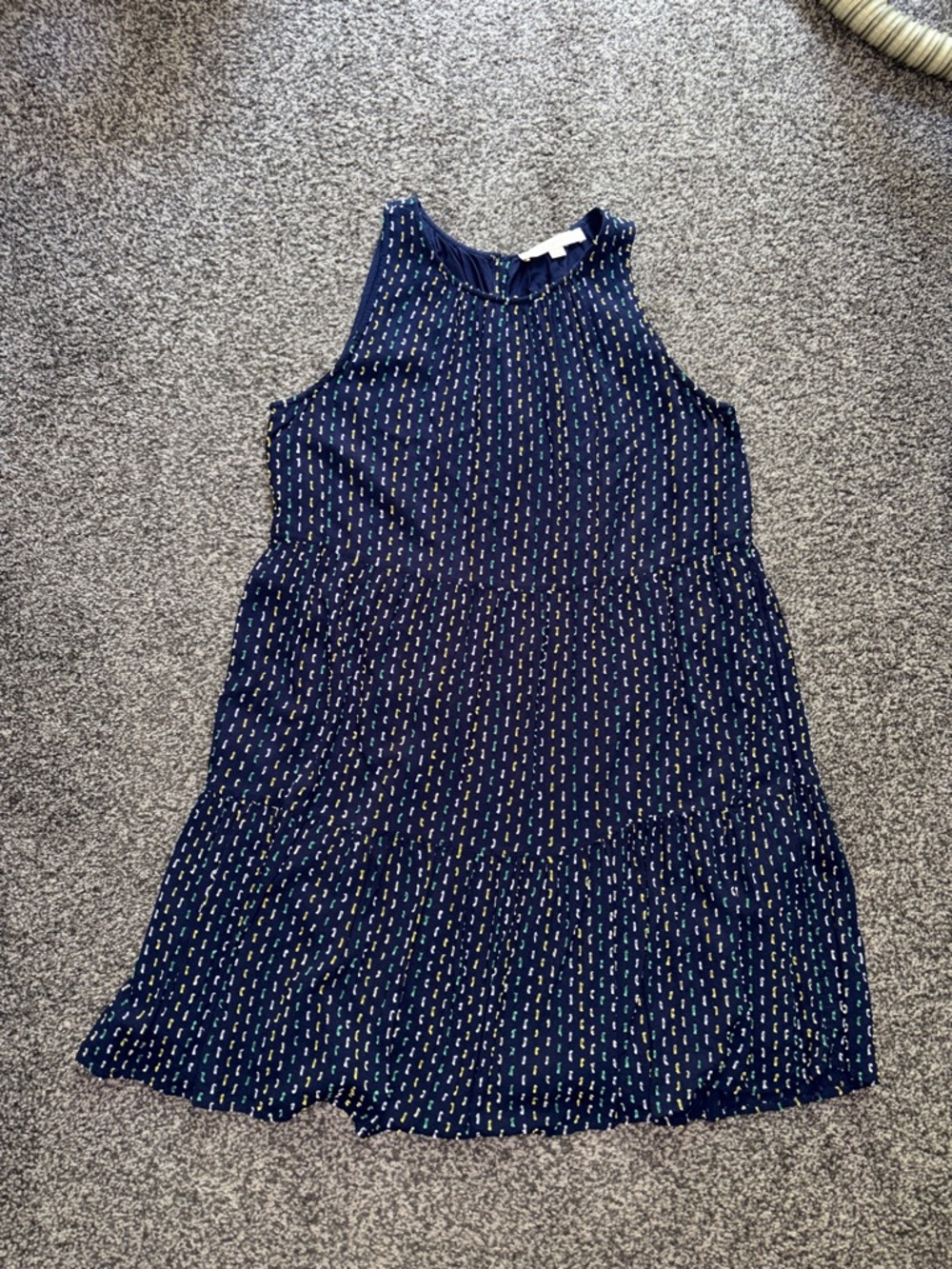 Ann Taylor LOFT Women’s Navy Clip Dot Sleeveless Swing Dress Size Medium